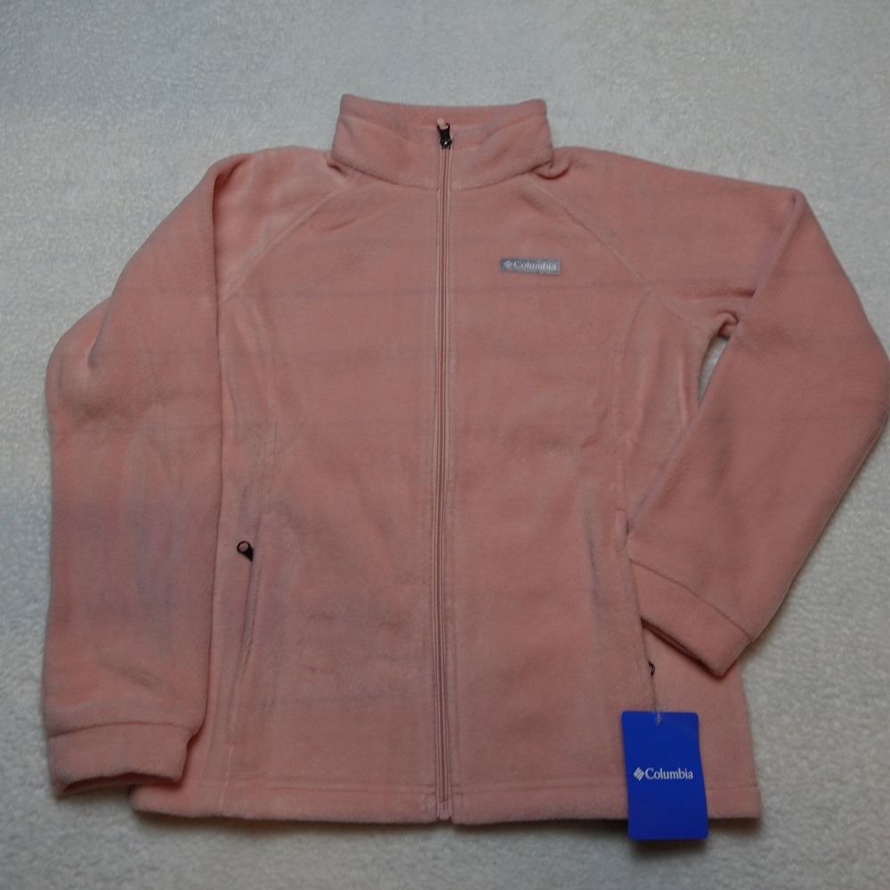Columbia Benton Springs Youth Girls Fleece Jacket Size L Pink Full Zip WG6756